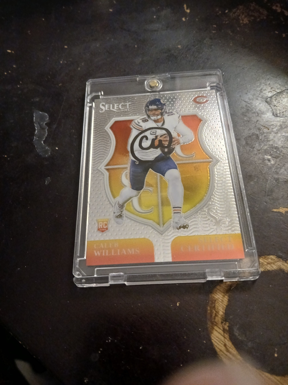 Panini Football Card - Orange & Yellow Shield - Caleb Williams Rookie Auto